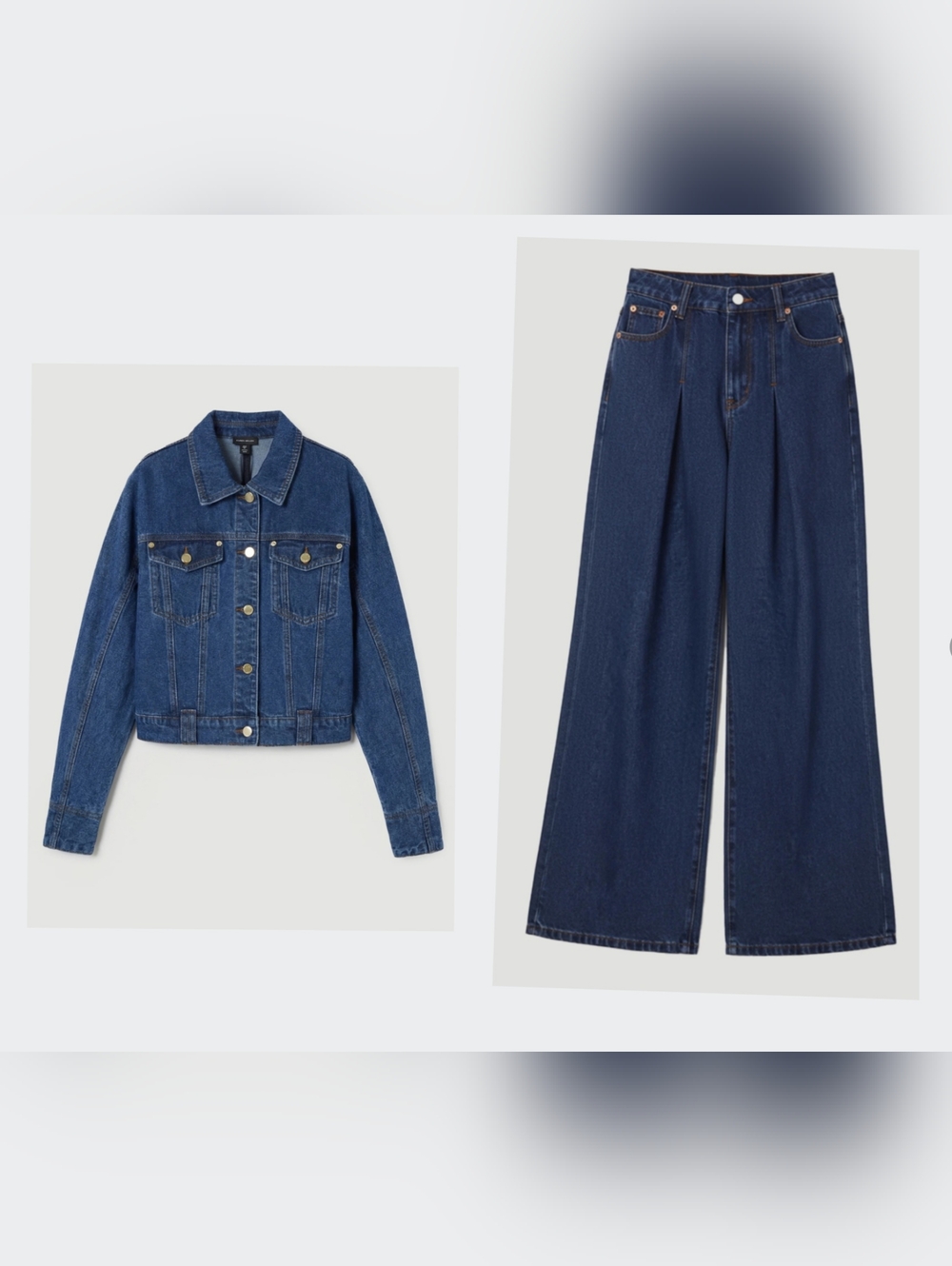 Karen Millen Set   Denim Crop Jacket & Wide Leg Pants  Size  8 US